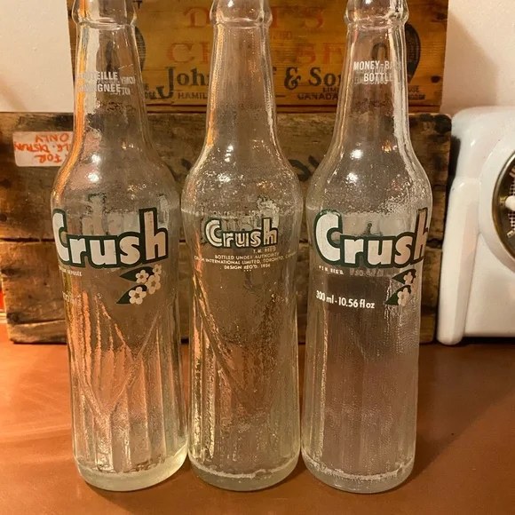 3 Vintage / Antique Glass Bottle Soda Orange Crush - Picture 2 of 2